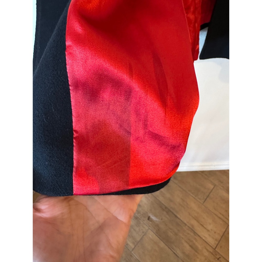 Vintage Miss Sixty M60 Black Wool Blend Peacoat Red Satin Lining Gothic Y2K XL - Picture 16 of 16